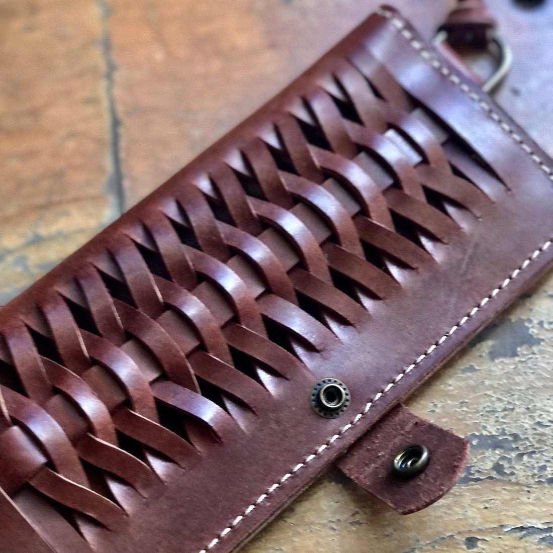 The Local Branch Wallet Brown Woven Leather Fishtail Wallet - USA Made