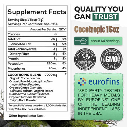 Wild Foods Mushrooms CocoTropic, 32 servings – Organic Mushroom Mix for Energy &amp; Focus