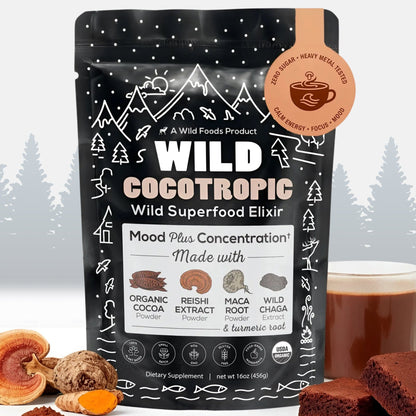 Wild Foods Mushrooms CocoTropic, 32 servings – Organic Mushroom Mix for Energy &amp; Focus