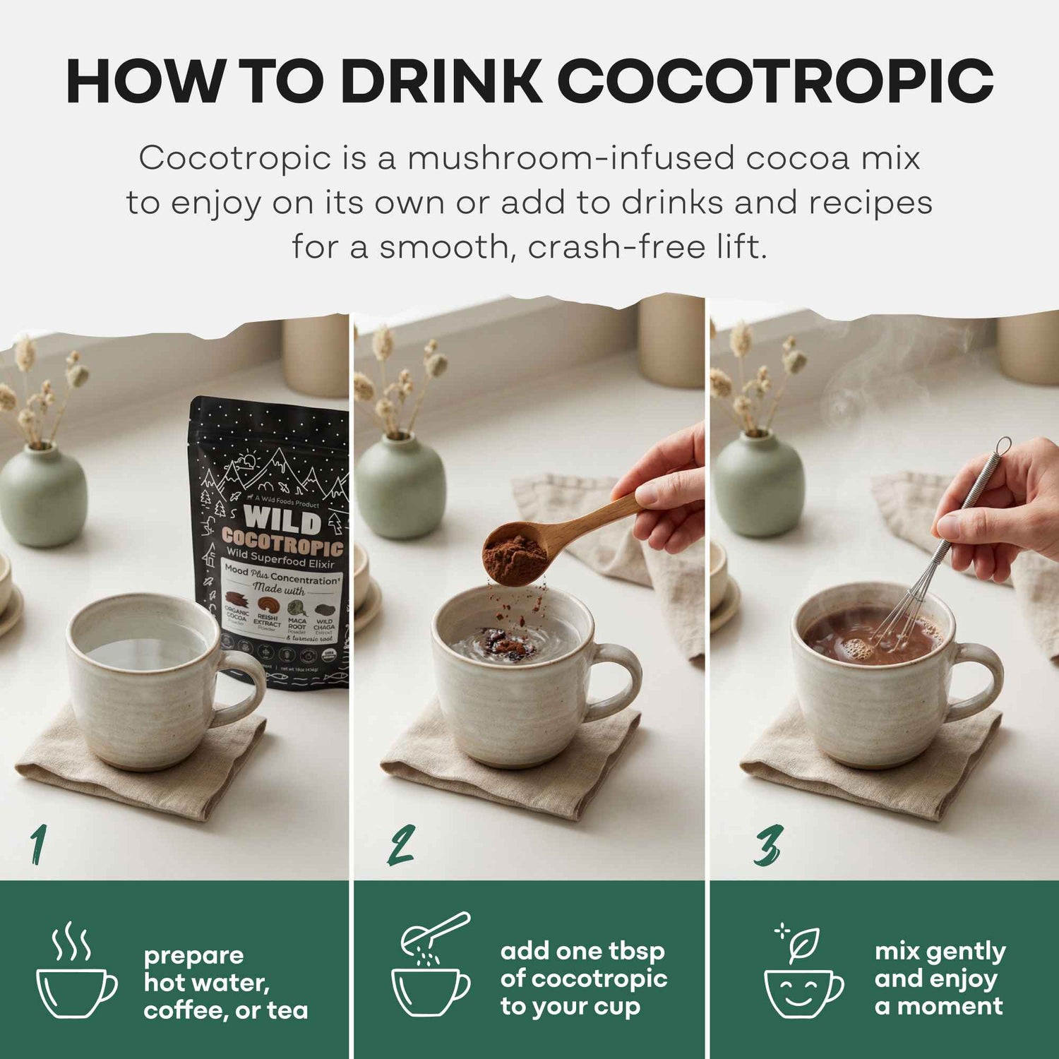 CocoTropic, 32 servings – Organic Mushroom Mix for Energy &amp; Focus