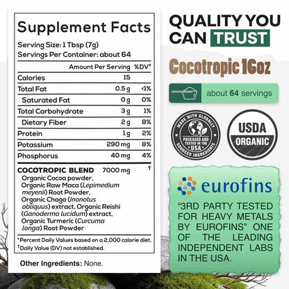 CocoTropic, 32 servings – Organic Mushroom Mix for Energy &amp; Focus