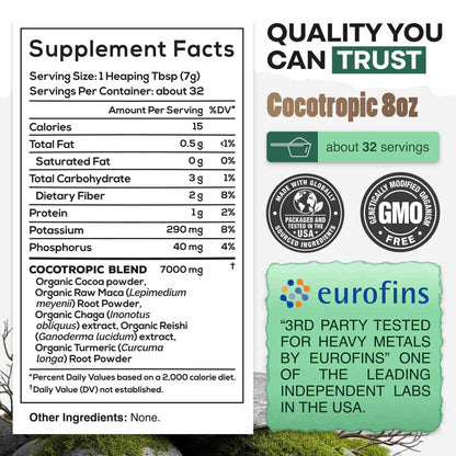 Wild Foods Mushrooms CocoTropic, 32 servings – Organic Mushroom Mix for Energy &amp; Focus