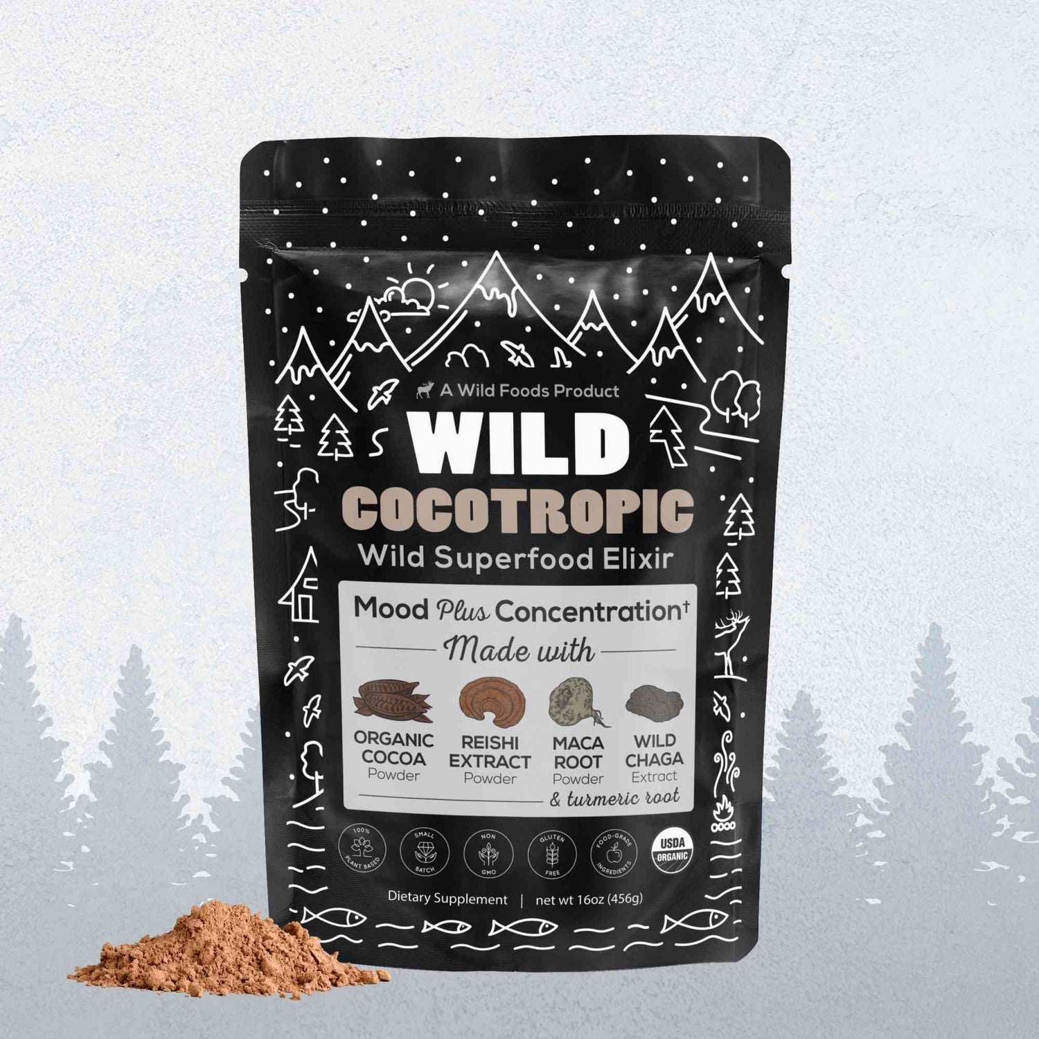 Wild Foods Mushrooms CocoTropic, 32 servings – Organic Mushroom Mix for Energy &amp; Focus