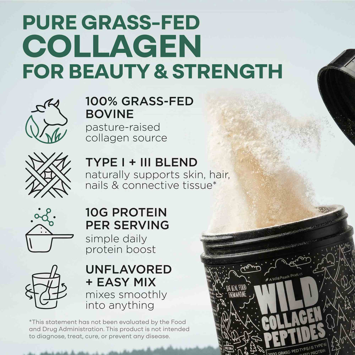 Grass-Fed Collagen Peptides, 41 servings – Skin, Hair &amp; Joint Support Collagen