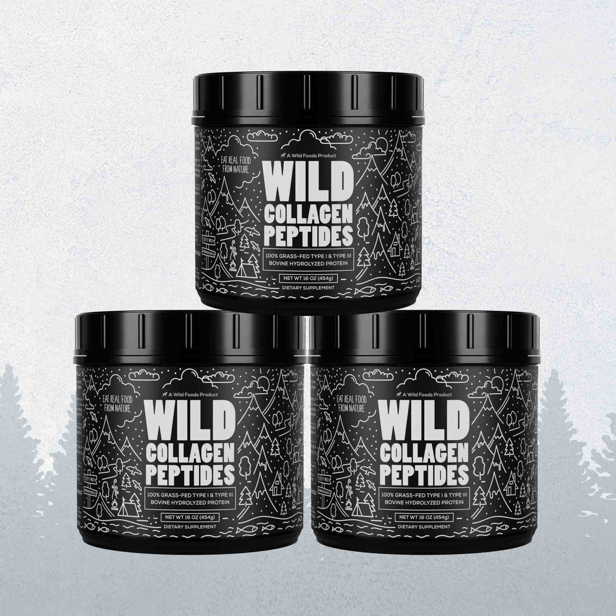 Wild Foods Protein 3x - 16oz (Save $9!) Grass-Fed Collagen Peptides, 41 servings – Skin, Hair &amp; Joint Support Collagen