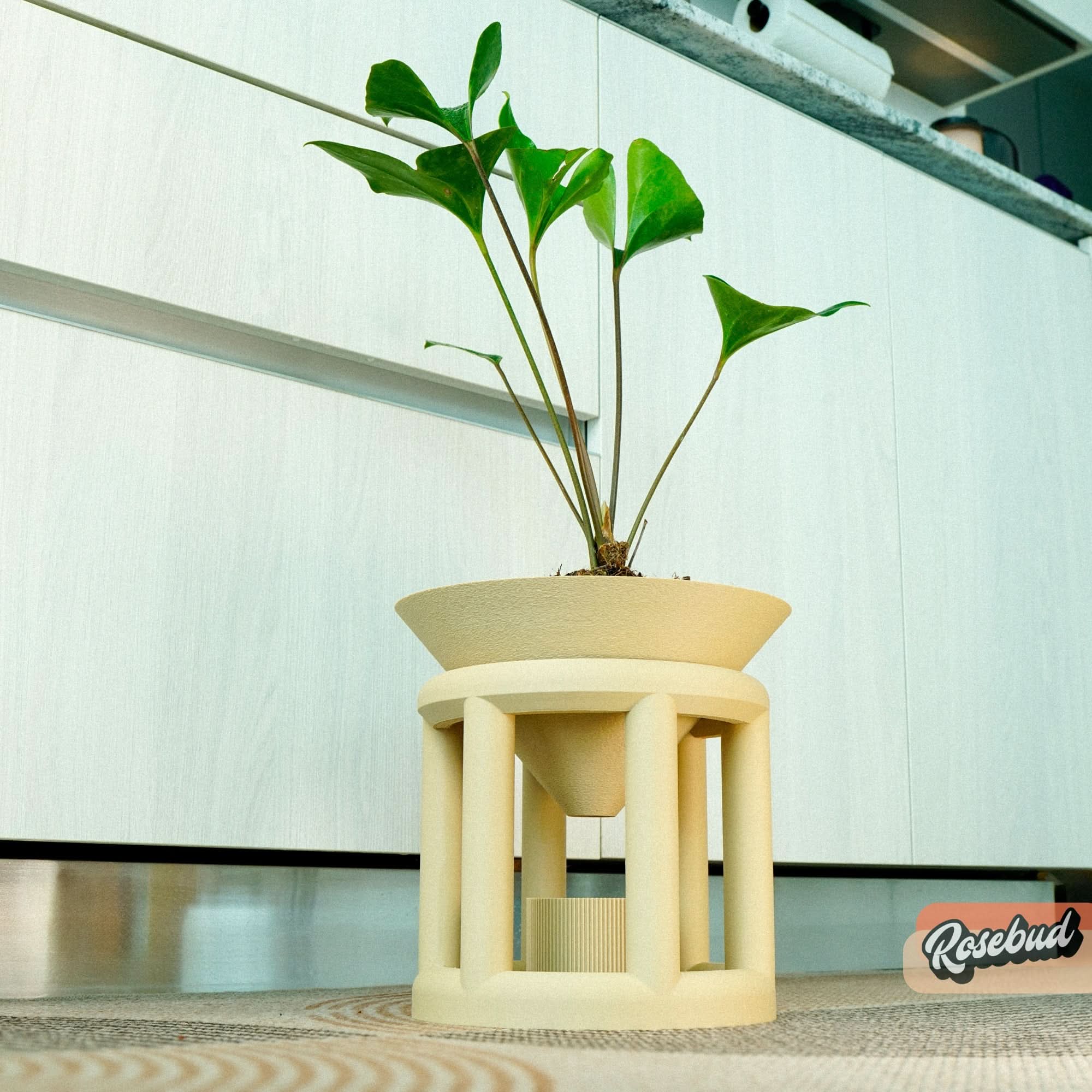 Rosebud HomeGoods Pots &amp; Planters Beige Conduit Plant Stand with Planter &amp; Catch