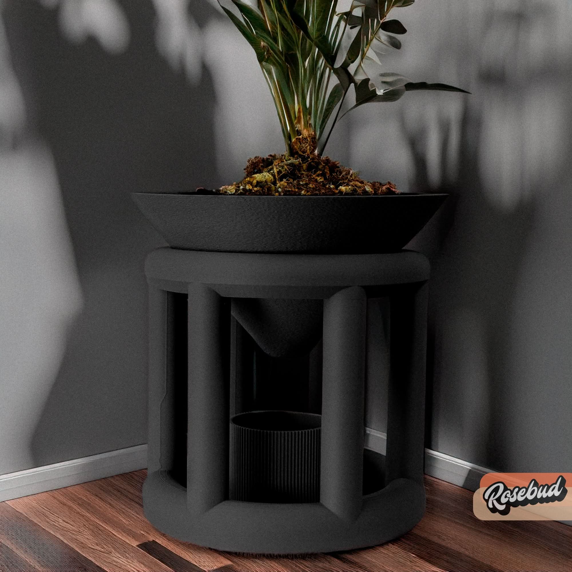 Rosebud HomeGoods Pots &amp; Planters Black Conduit Plant Stand with Planter &amp; Catch
