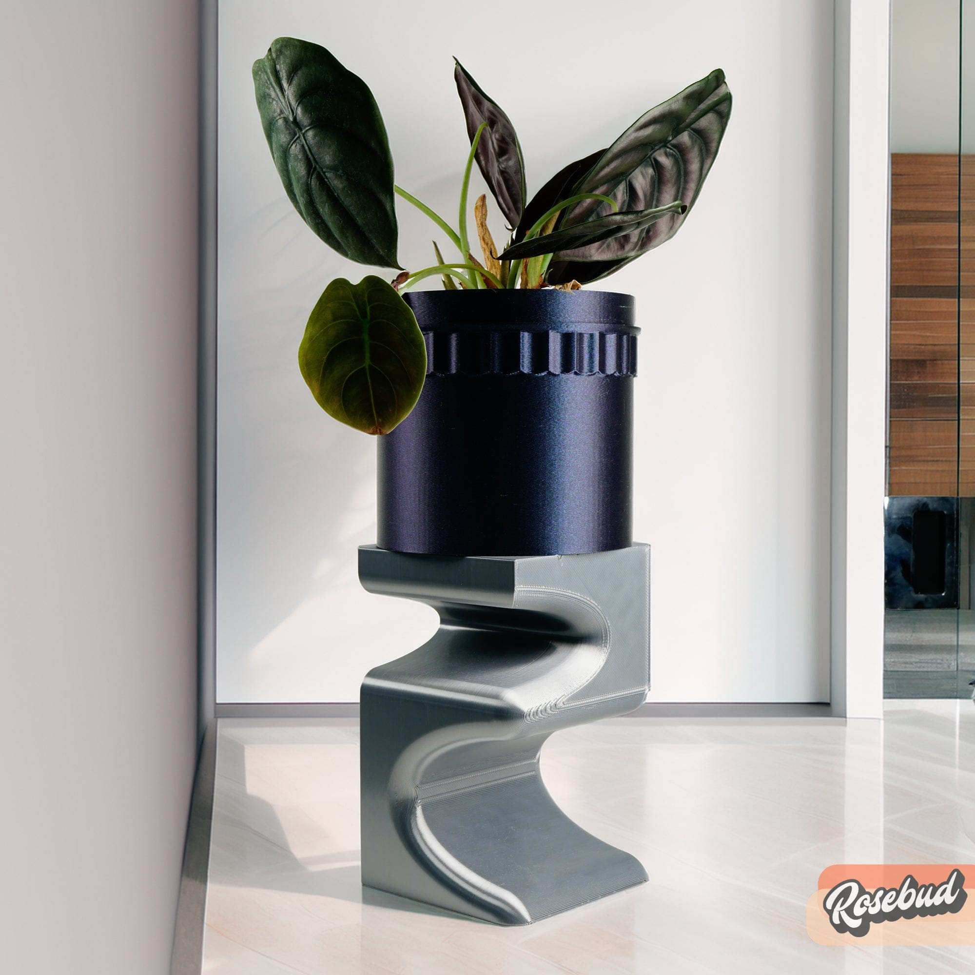 Rosebud HomeGoods plant stand Silver / Med Plant Stand for Indoor Plant Pots - Perfect for House Plants and Plant Lovers, Gift for Plant Lover, Art Deco Planter Stands, Contour