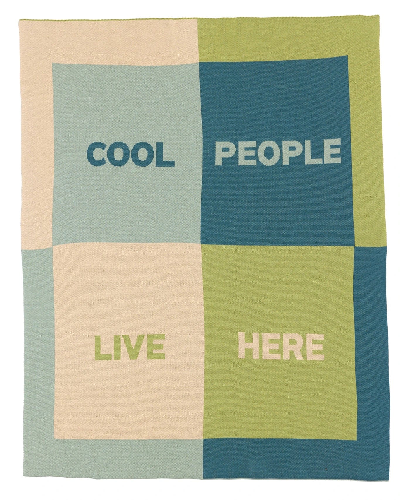 Biquette Throw Blanket Blanche in Egyptian Cotton Cool People Live Here - Throw Blanket