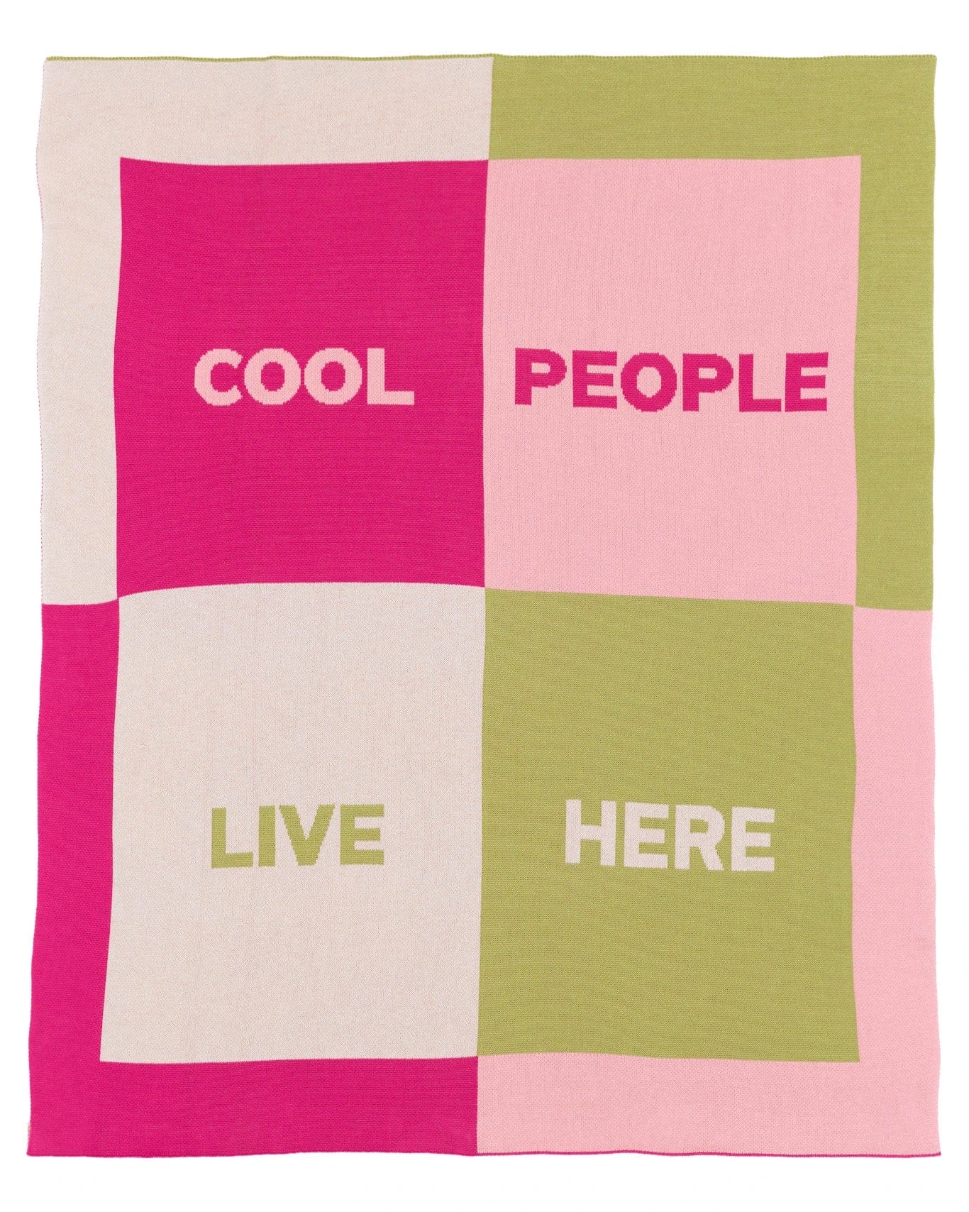 Biquette Throw Blanket Rose in Egyptian Cotton Cool People Live Here - Throw Blanket