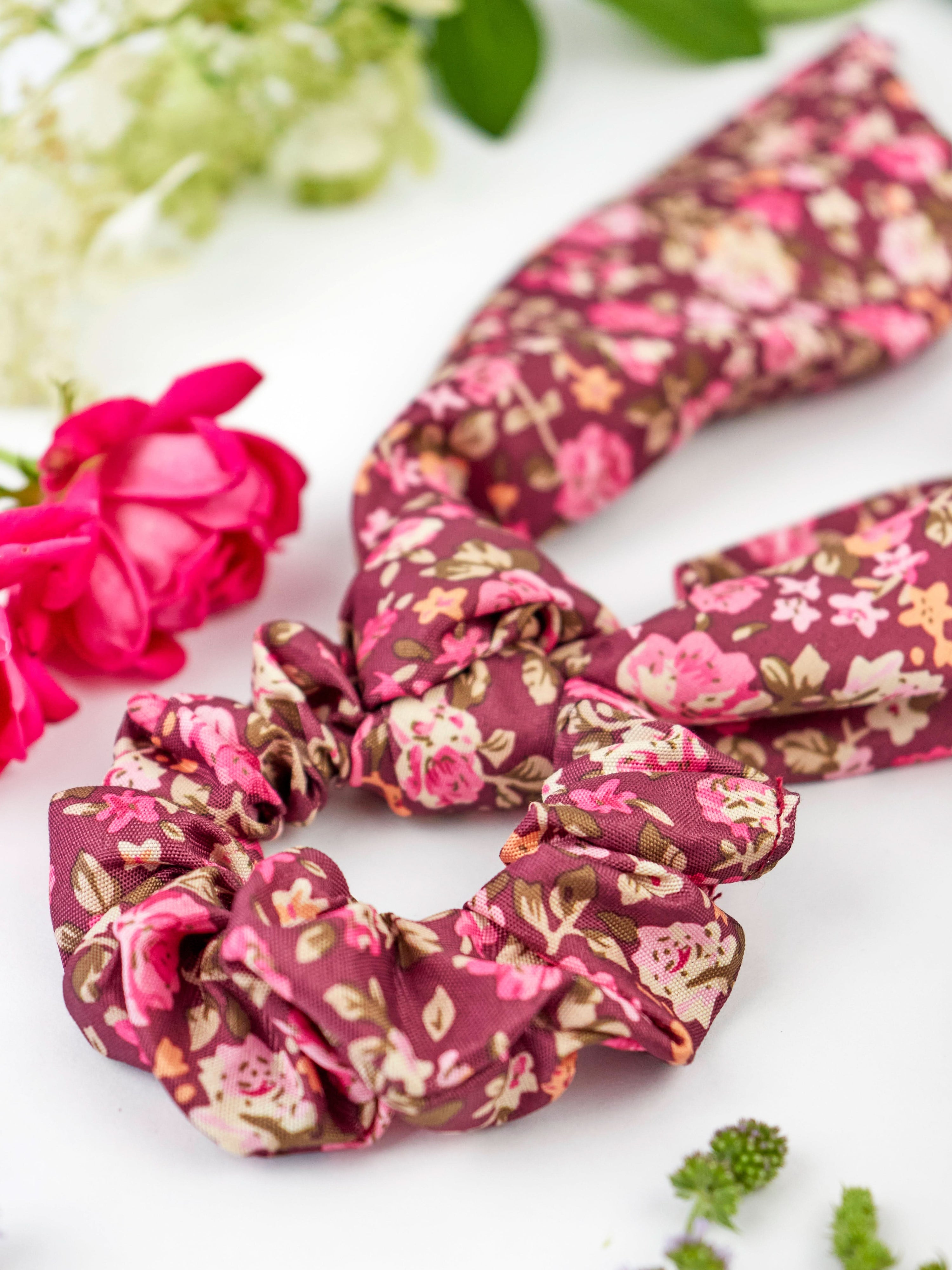 Ash &amp; Rose Scrunchy Cottage Rose Scarf Scrunchie
