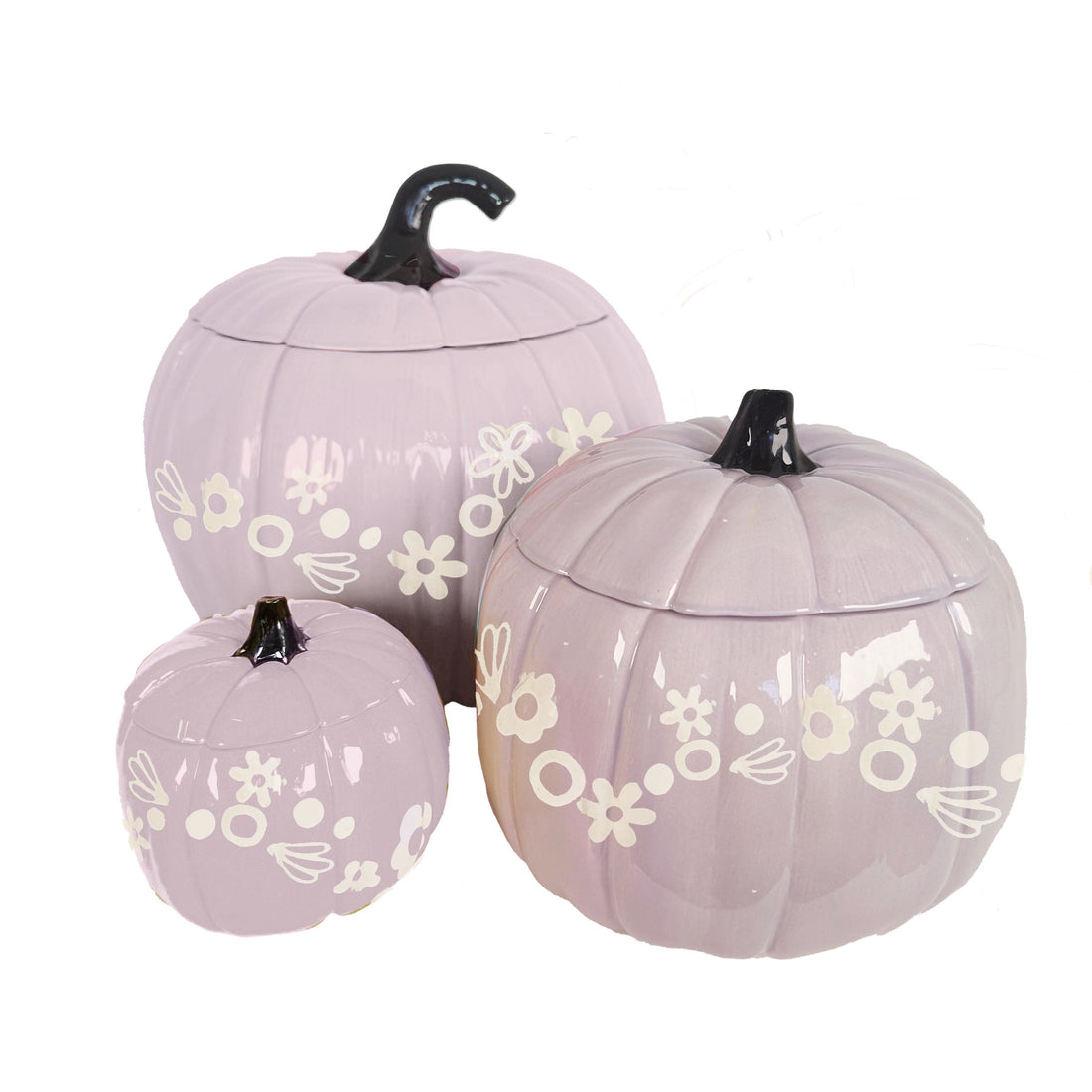 Crazy Daisy Pumpkin Jars in Light Lavender