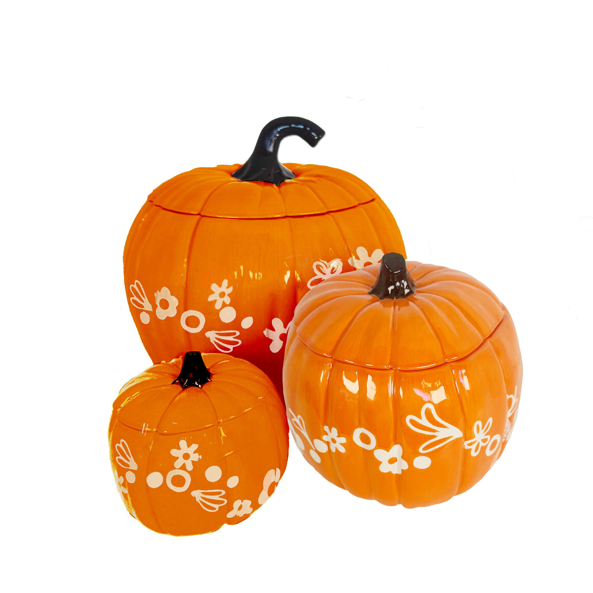 Crazy Daisy Pumpkin Jars in Tiki Orange