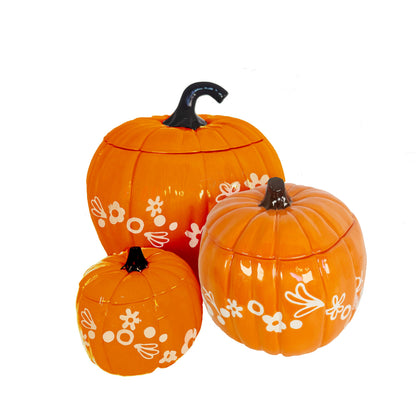 Crazy Daisy Pumpkin Jars in Tiki Orange