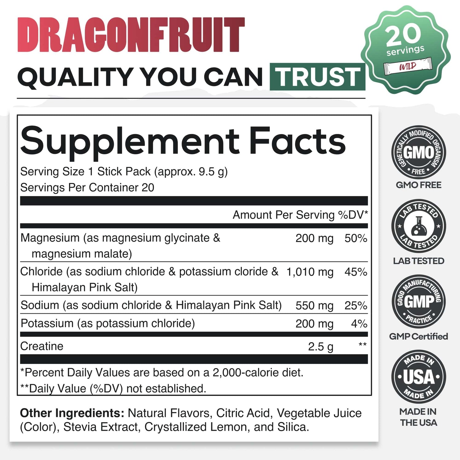 Wild Foods Hydration NEW! Creatine + Electrolytes, Delicious Dragonfruit For Performance &amp; Hydration