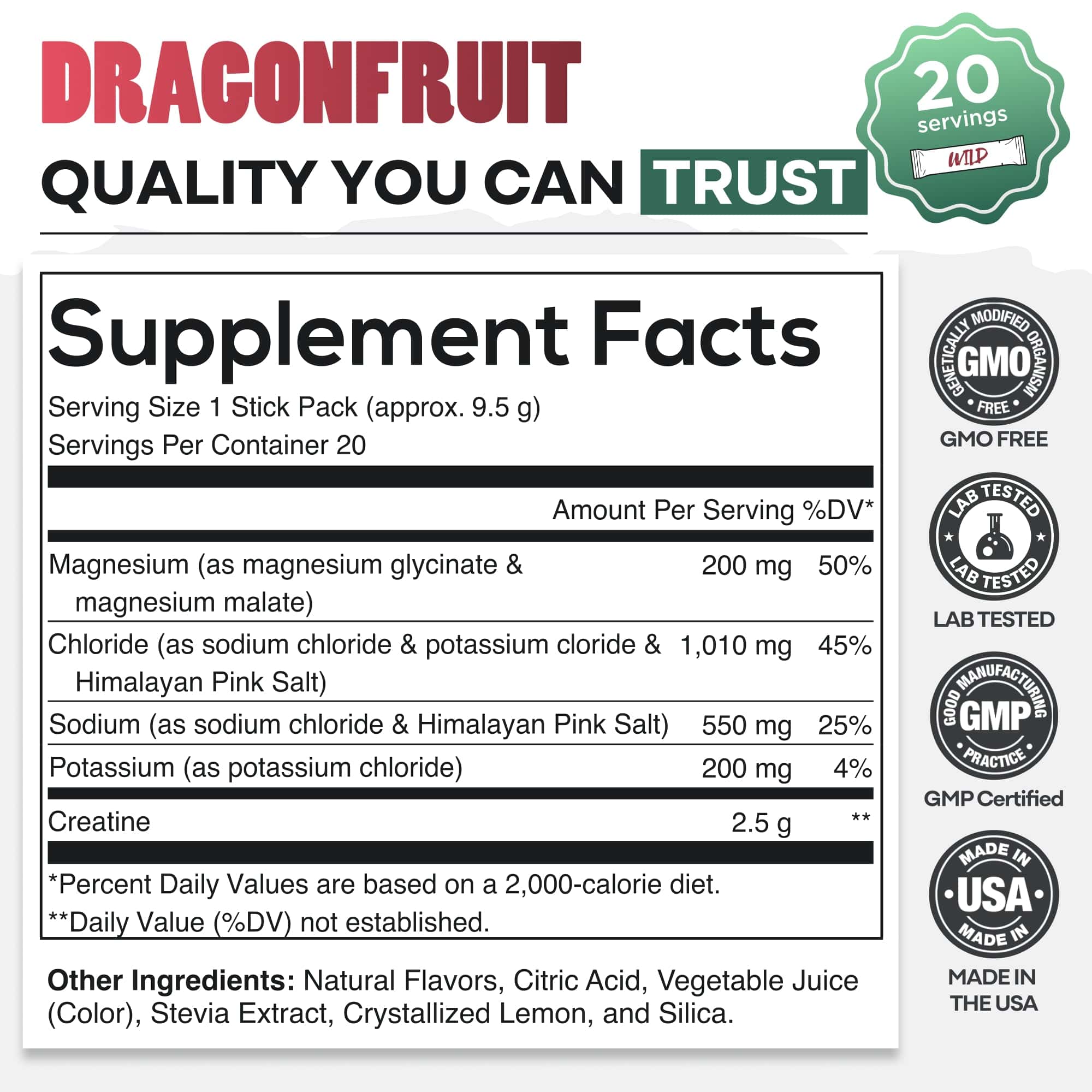 Wild Foods Hydration NEW! Creatine + Electrolytes, Delicious Dragonfruit For Performance &amp; Hydration