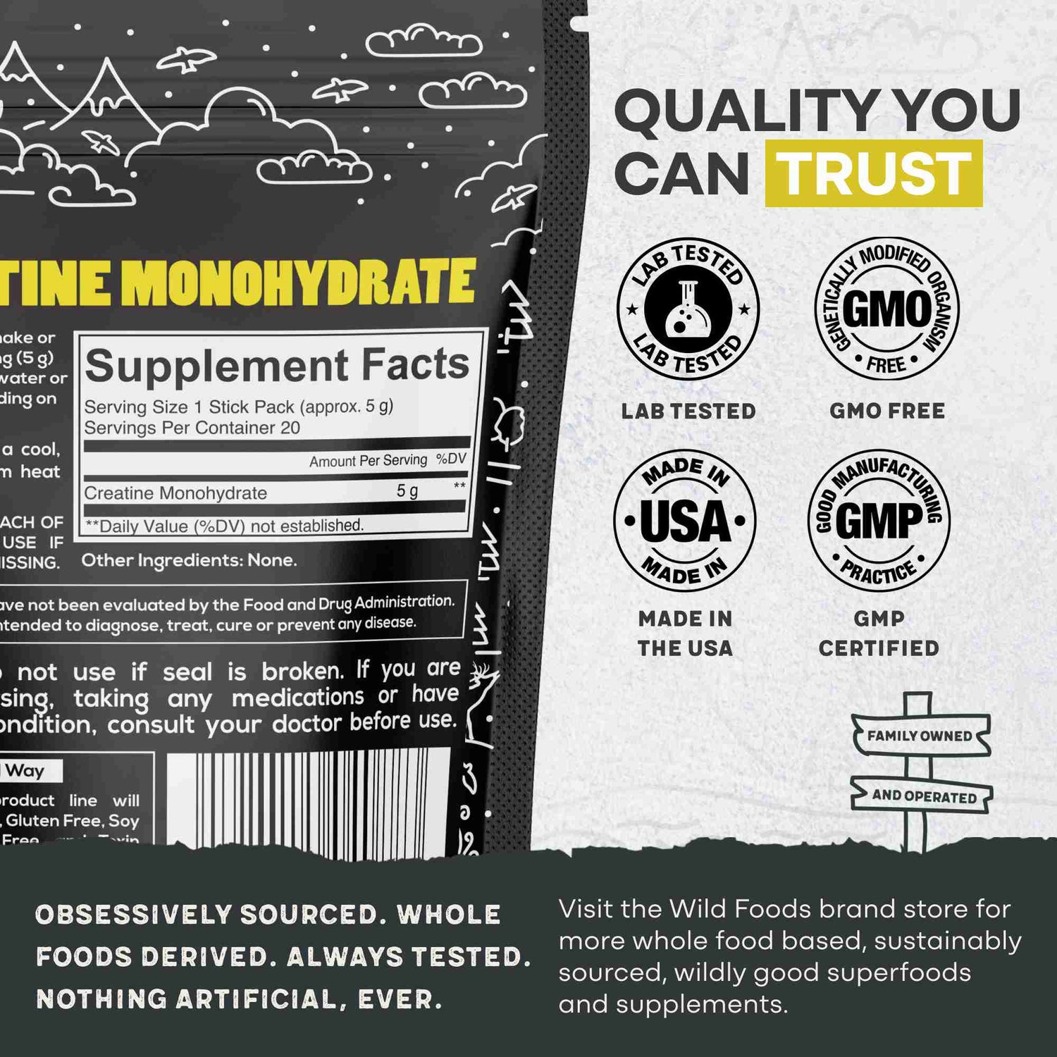 NEW! Wild Creatine Monohydrate, 20 Servings – 100% Pure
