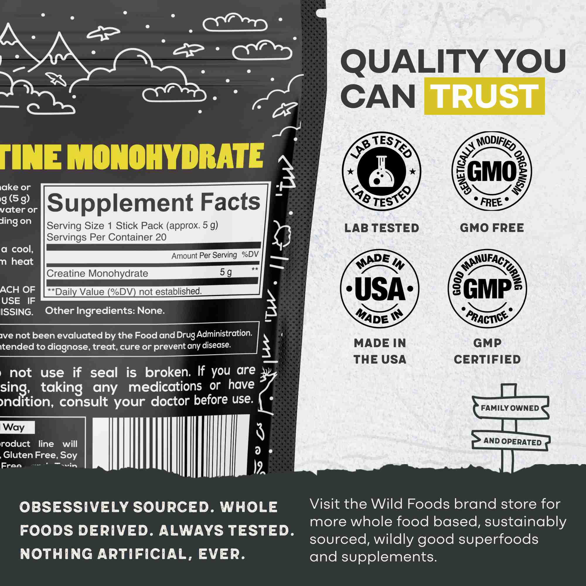 NEW! Wild Creatine Monohydrate, 20 Servings – 100% Pure