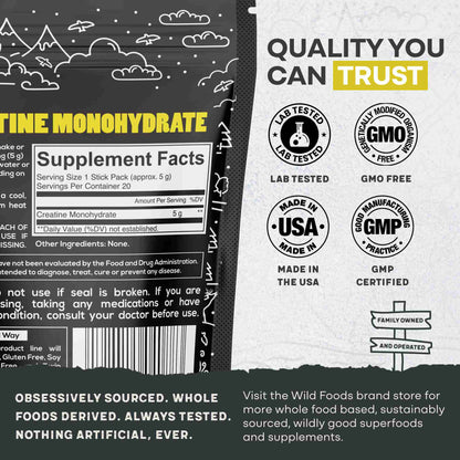 NEW! Wild Creatine Monohydrate, 20 Servings – 100% Pure
