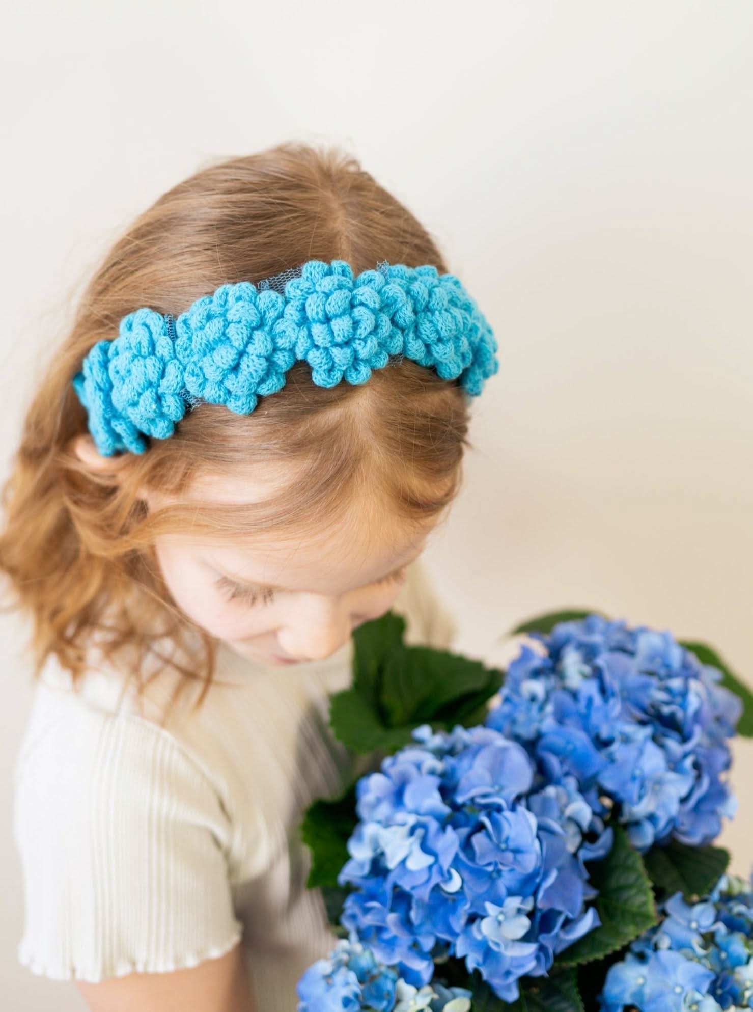 Ash &amp; Rose Headbands Aqua Crochet Puff Child Headband