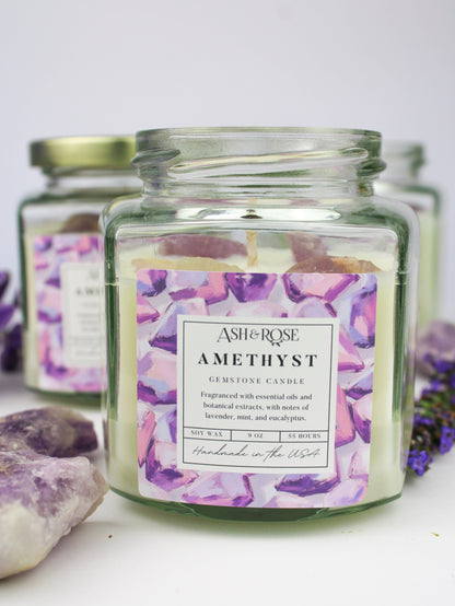 Ash &amp; Rose Crystal Candle