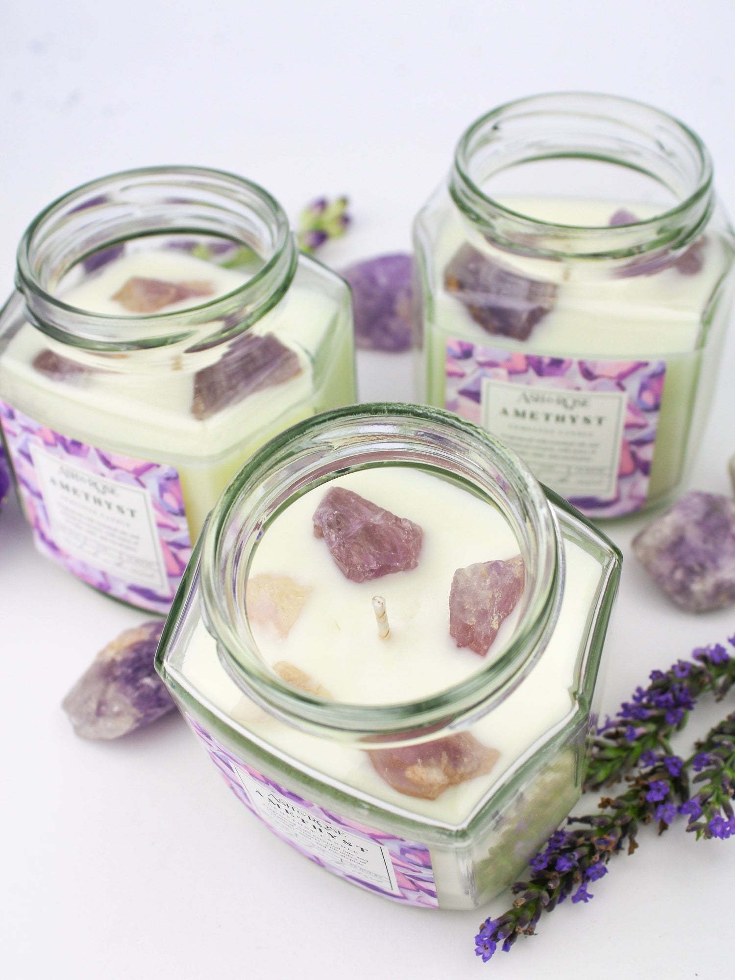 Ash &amp; Rose Crystal Candle