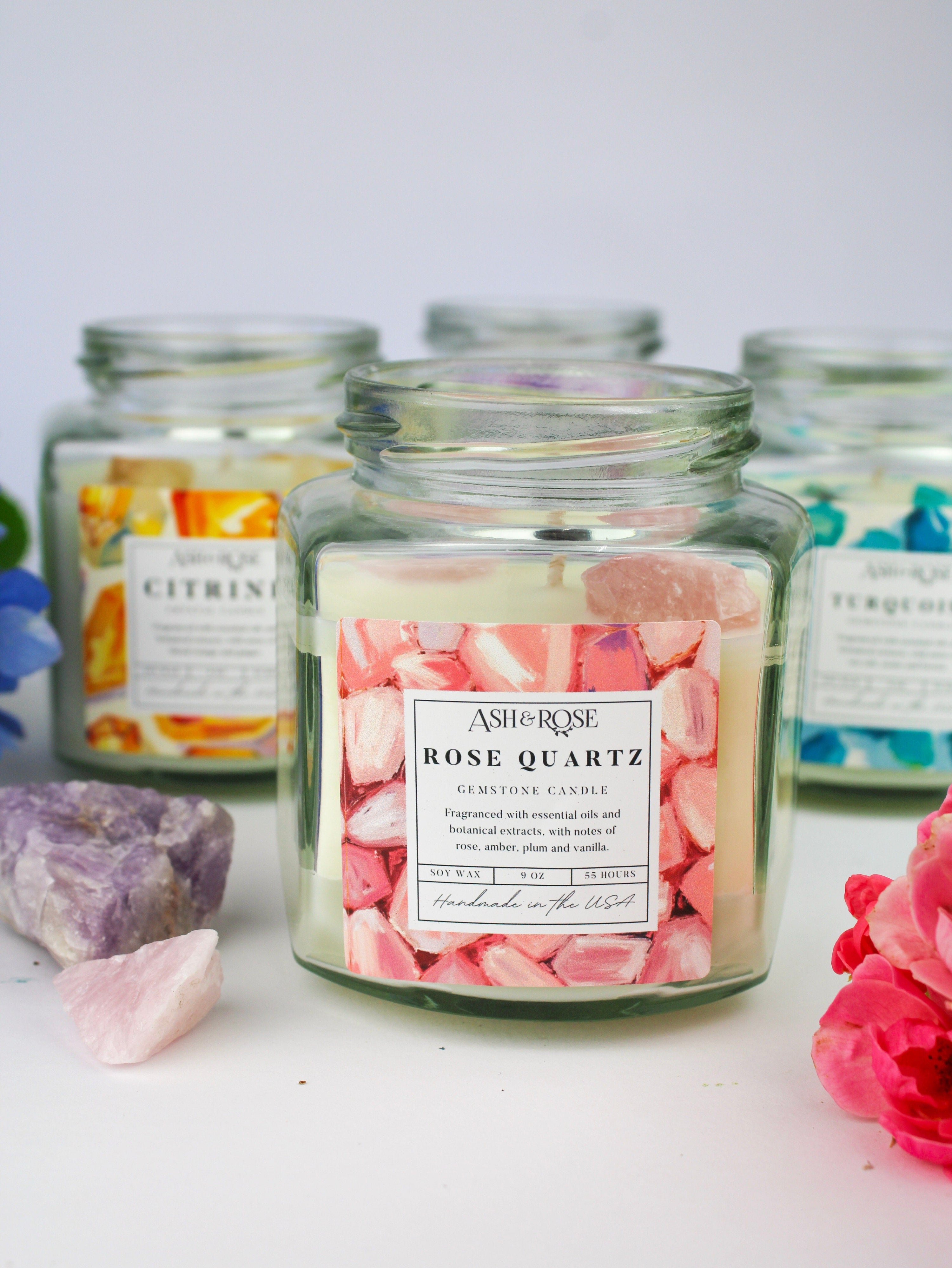 Ash &amp; Rose Crystal Candle