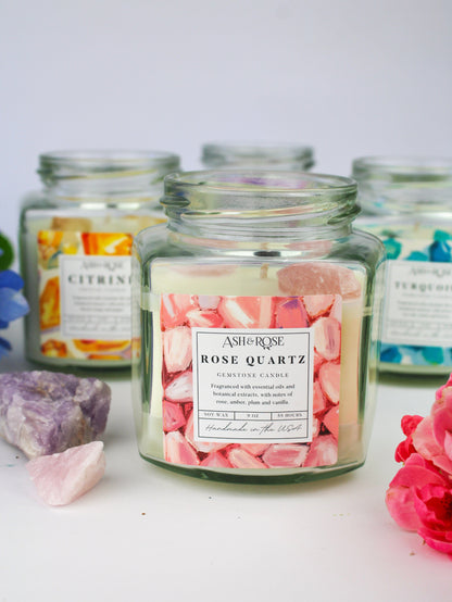 Ash &amp; Rose Crystal Candle