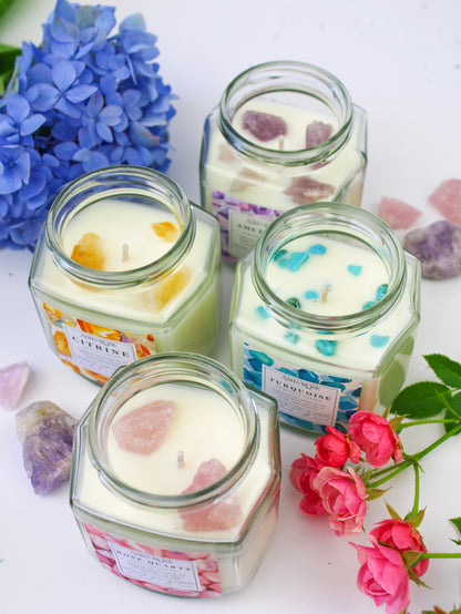 Ash &amp; Rose Crystal Candle
