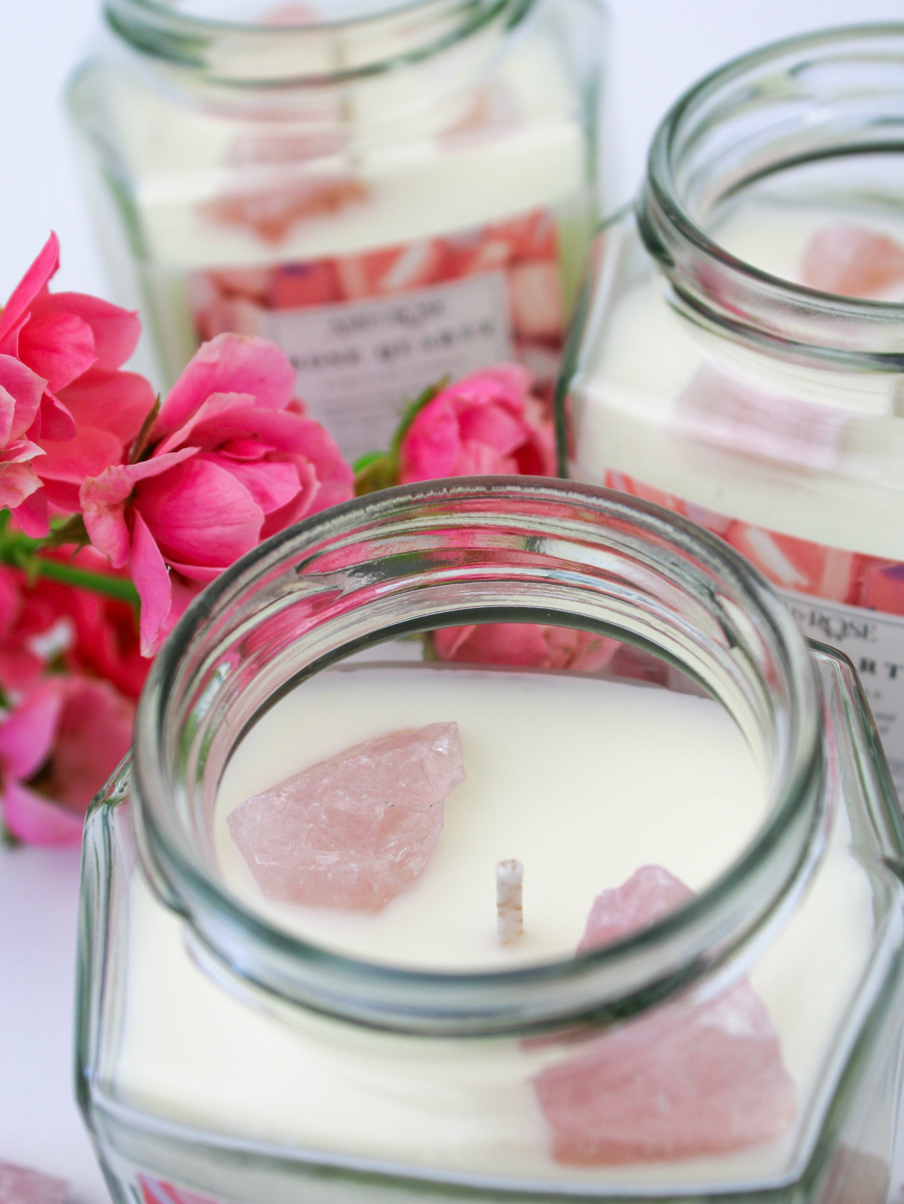 Ash &amp; Rose Crystal Candle
