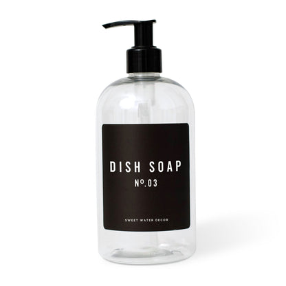 16oz Clear Plastic Dish Soap Dispenser - Black Label