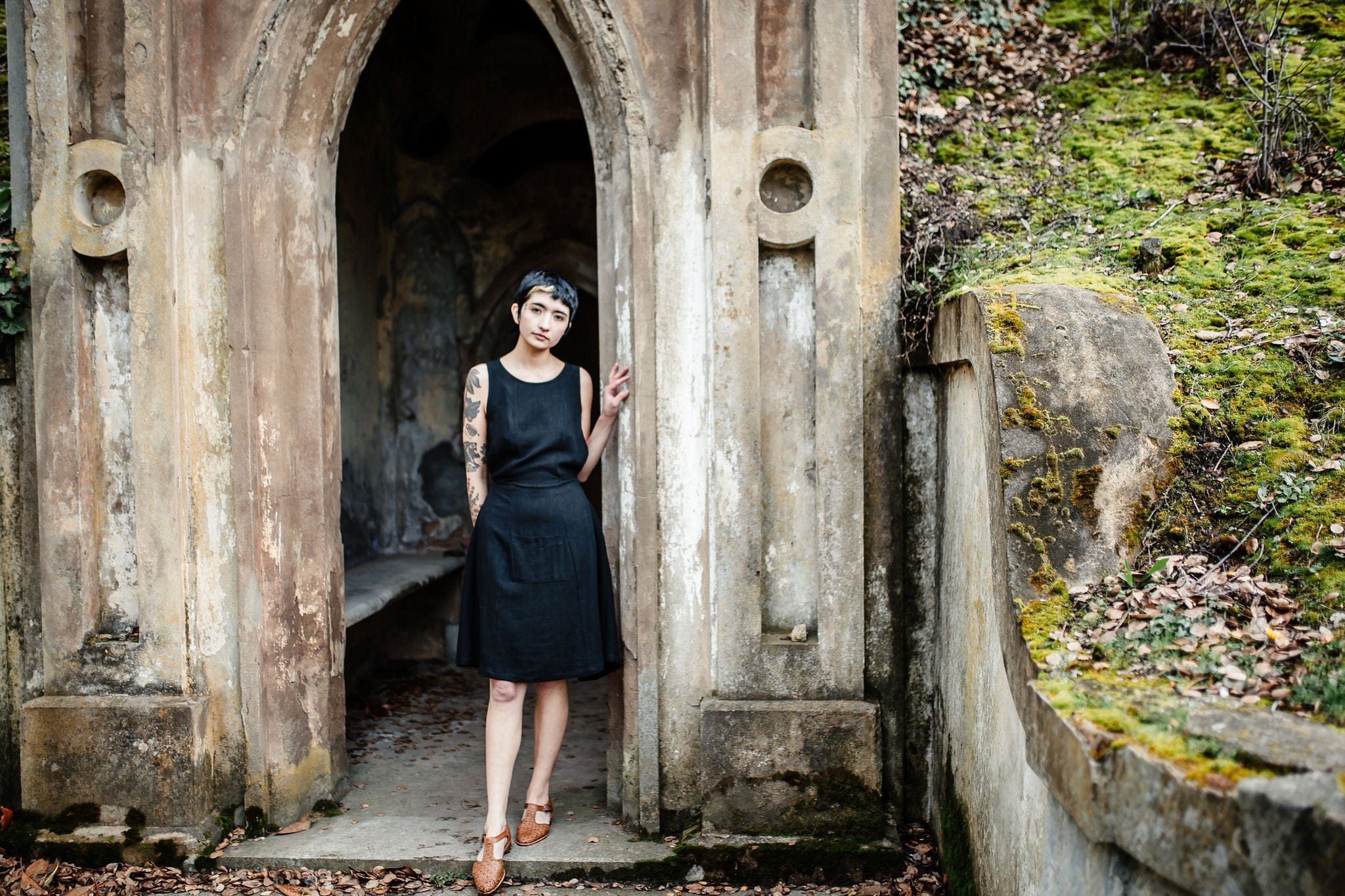 Field Day Dress Tia Dress in Black Linen