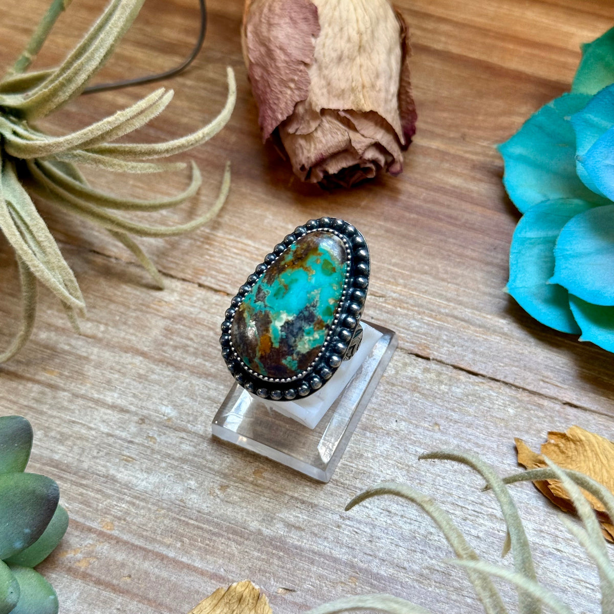 MJ Pear-Shaped Turquoise Sterling Silver Ring
