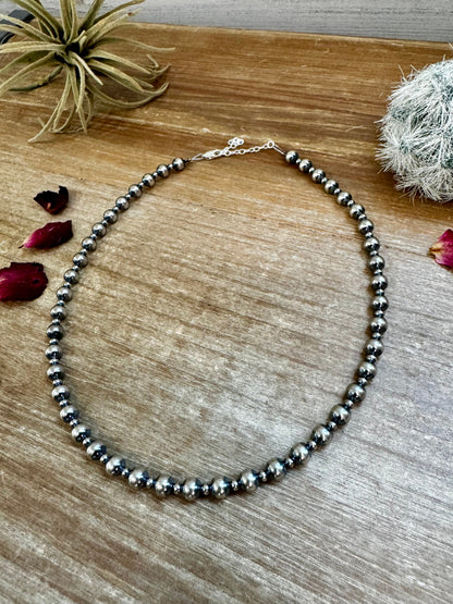 14" Graduated Sterling Silver Pearl Choker – 3mm &amp; 6mm