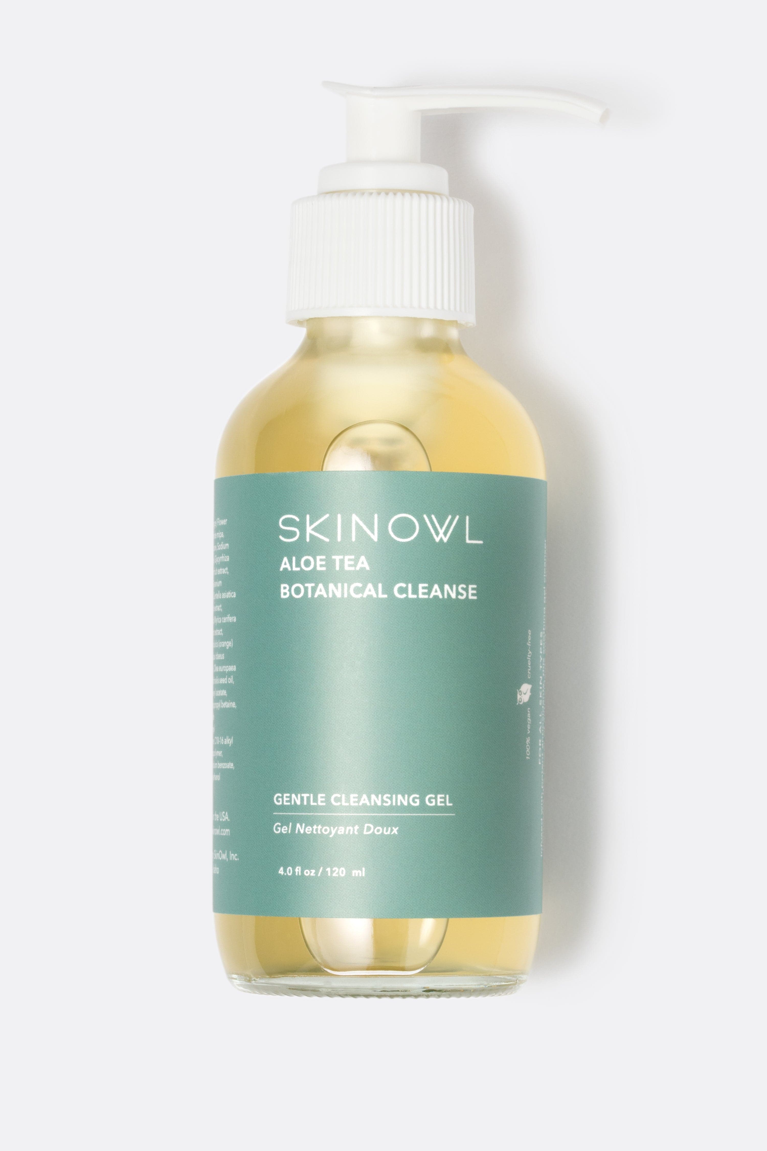 SkinOwl Skincare Glass bottle Aloe Tea Botanical Cleanse