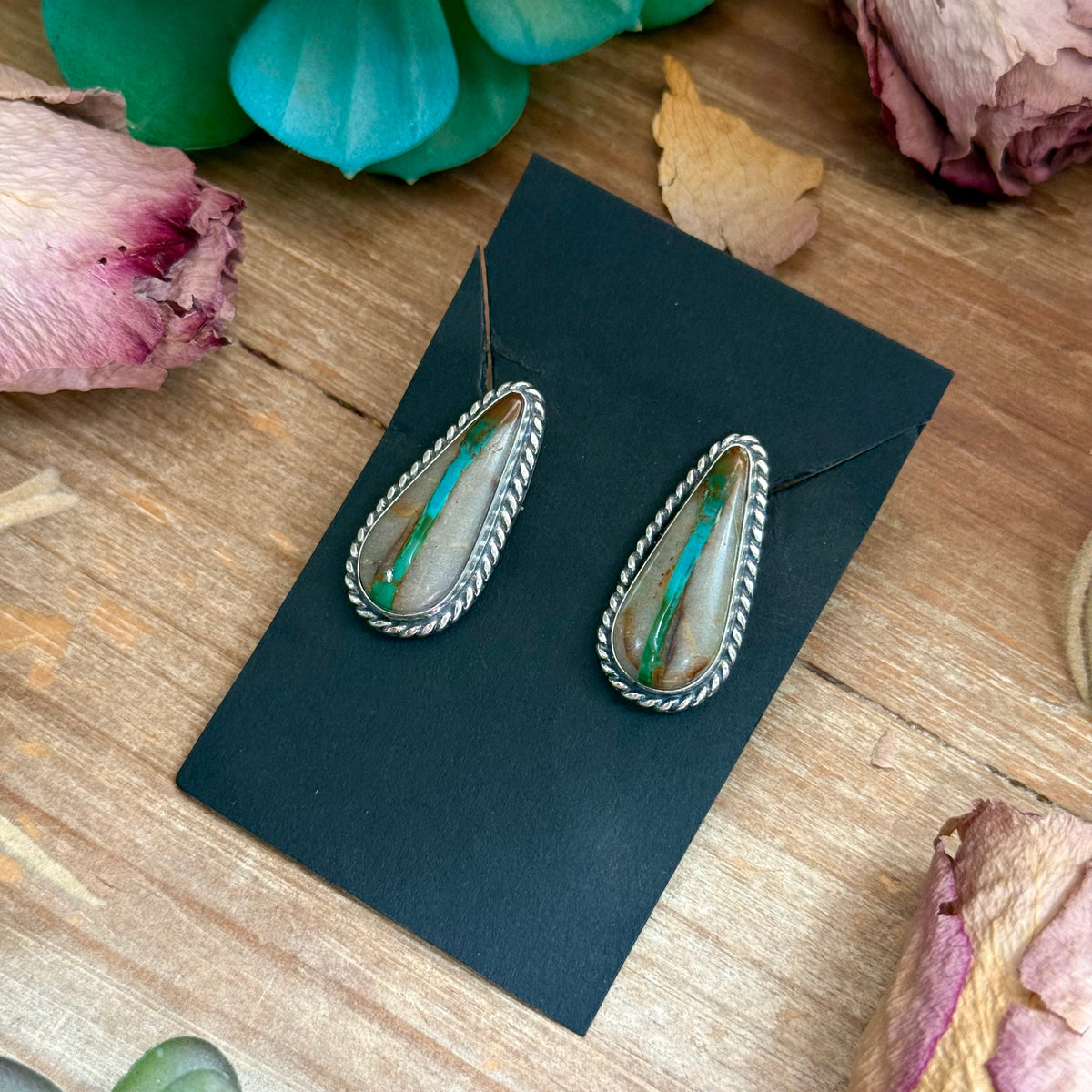 Ribbon Royston Turquoise Stud Earrings by Jason Ogg – No. 1