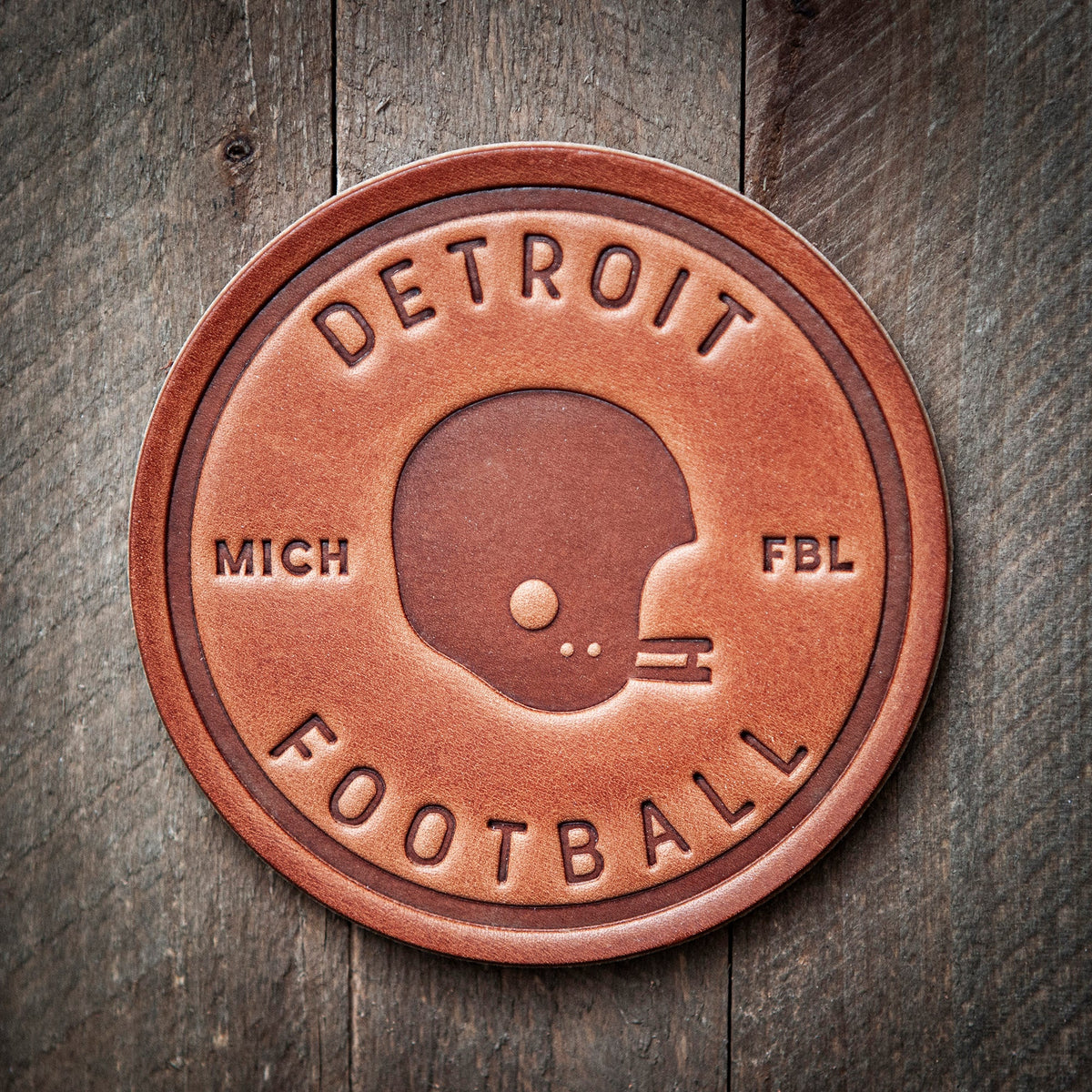 Detroit Michigan Football Leather Coaster