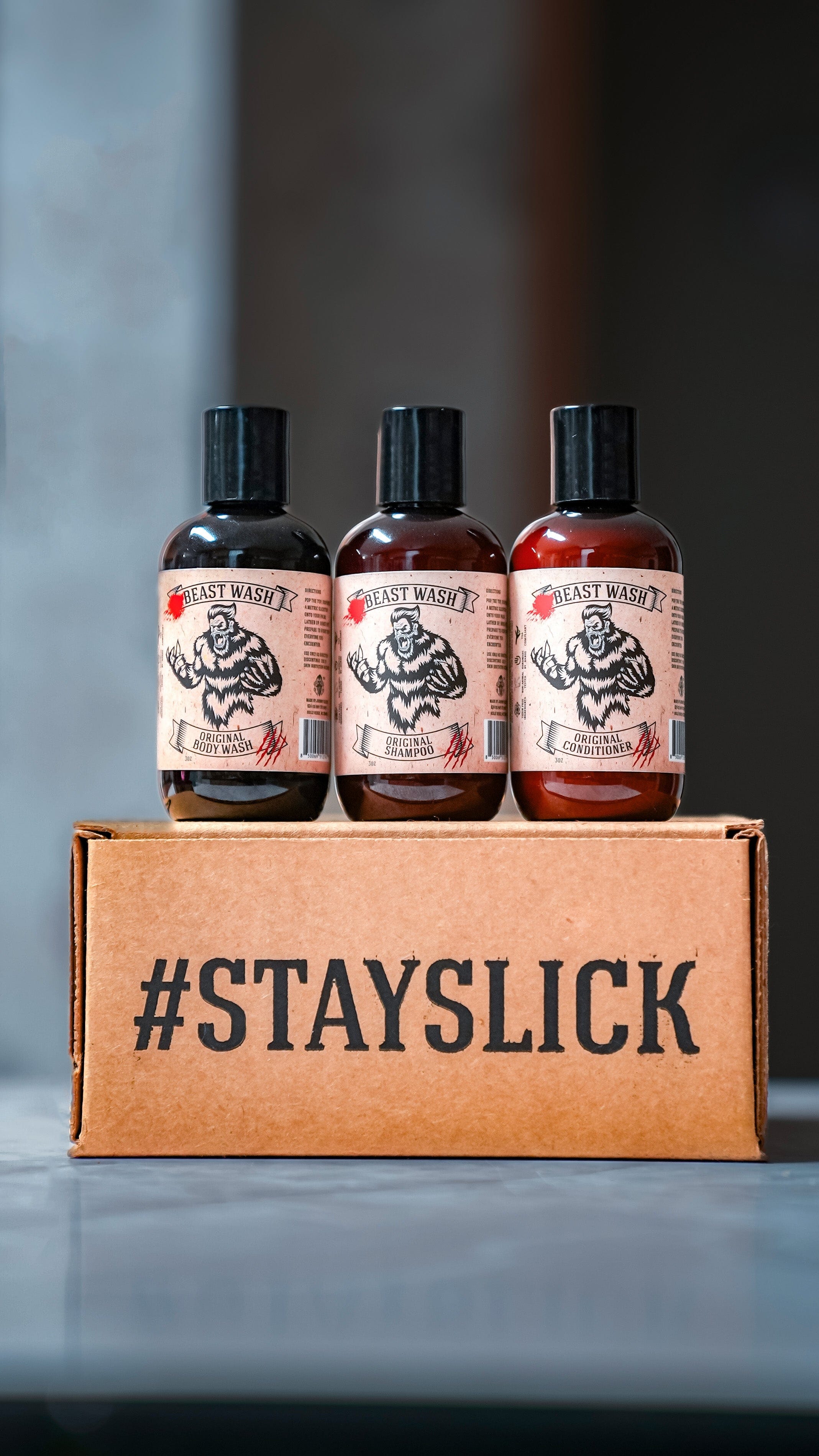 Johnny Slicks 3oz Shampoo, Conditioner and Body Wash Kit