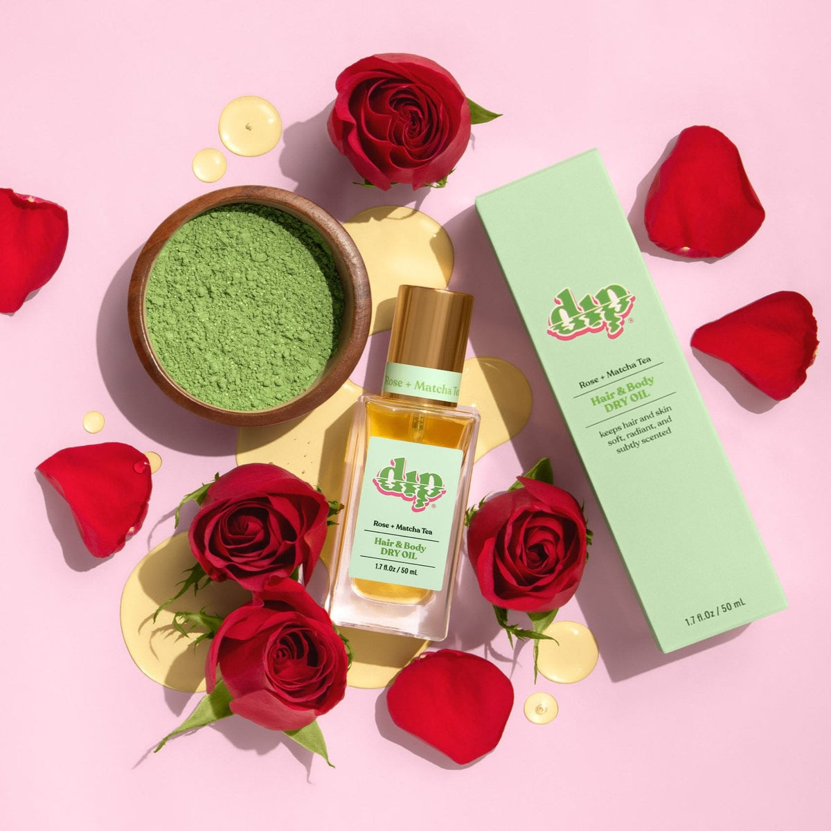 Dip Hair &amp; Body Dry Oil - Rose &amp; Matcha Tea