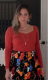 Field Day Top Camille Top in Coral Cotton Knit
