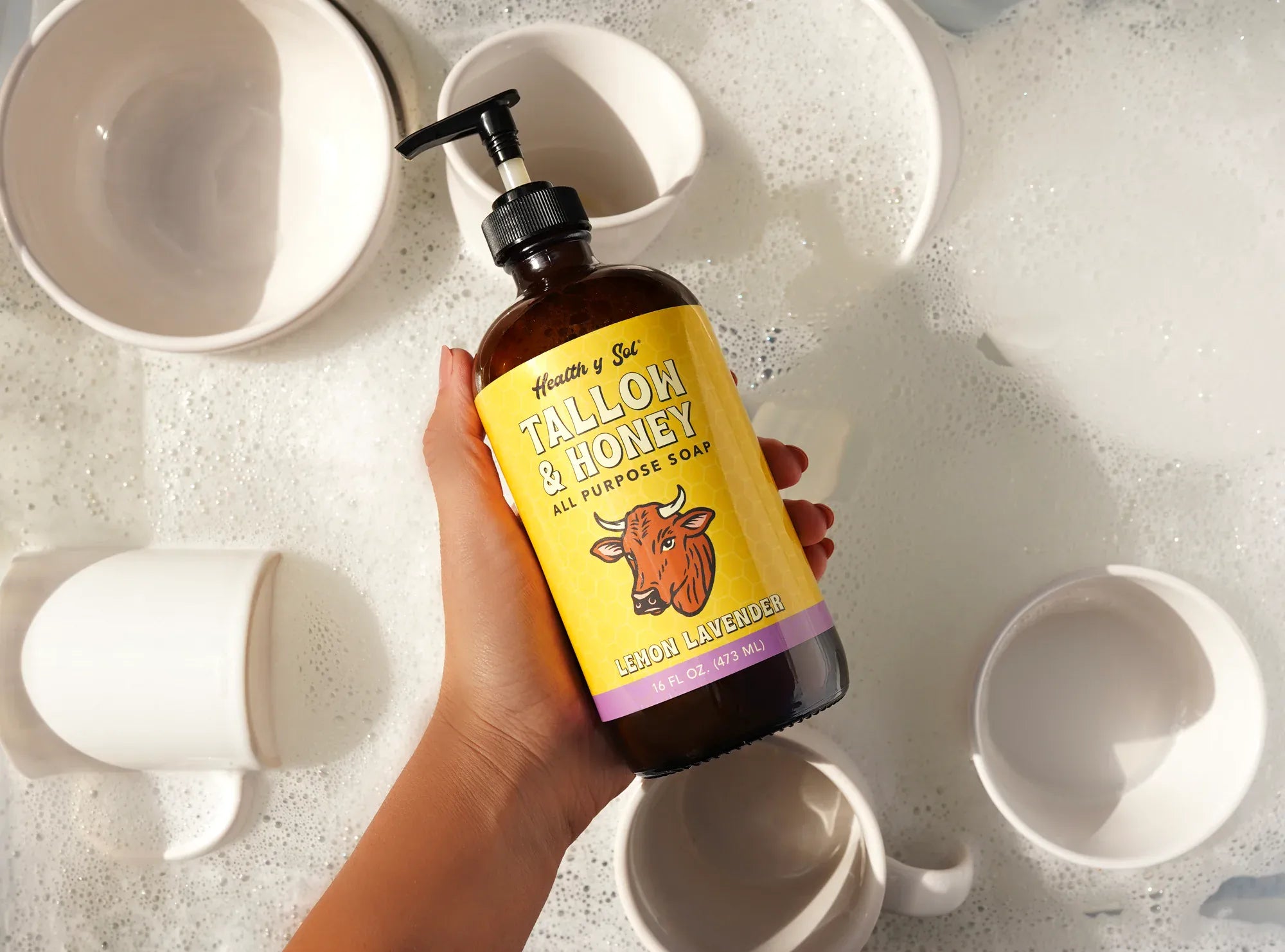 Health y Sol Body Wash Lemon Lavender Tallow &amp; Honey Liquid Soap – 16 oz