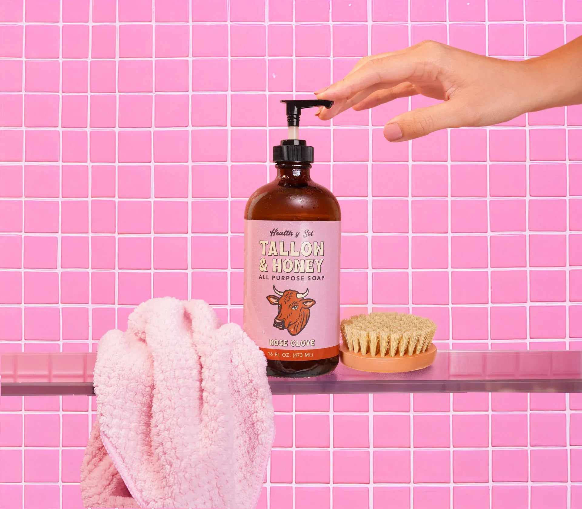 Health y Sol Body Wash Rose Clove Tallow &amp; Honey Liquid Soap – 16 oz
