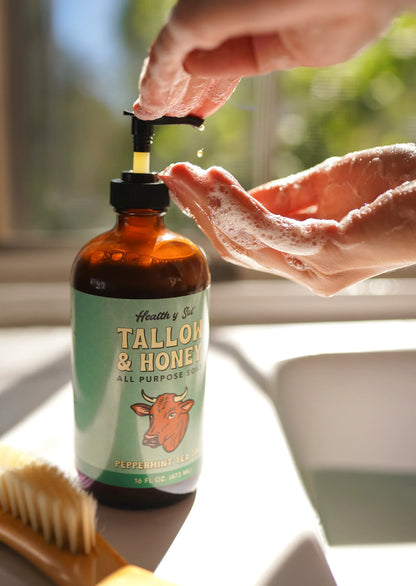 Health y Sol Body Wash Peppermint Tea Tree Tallow &amp; Honey Liquid Soap – 16 oz