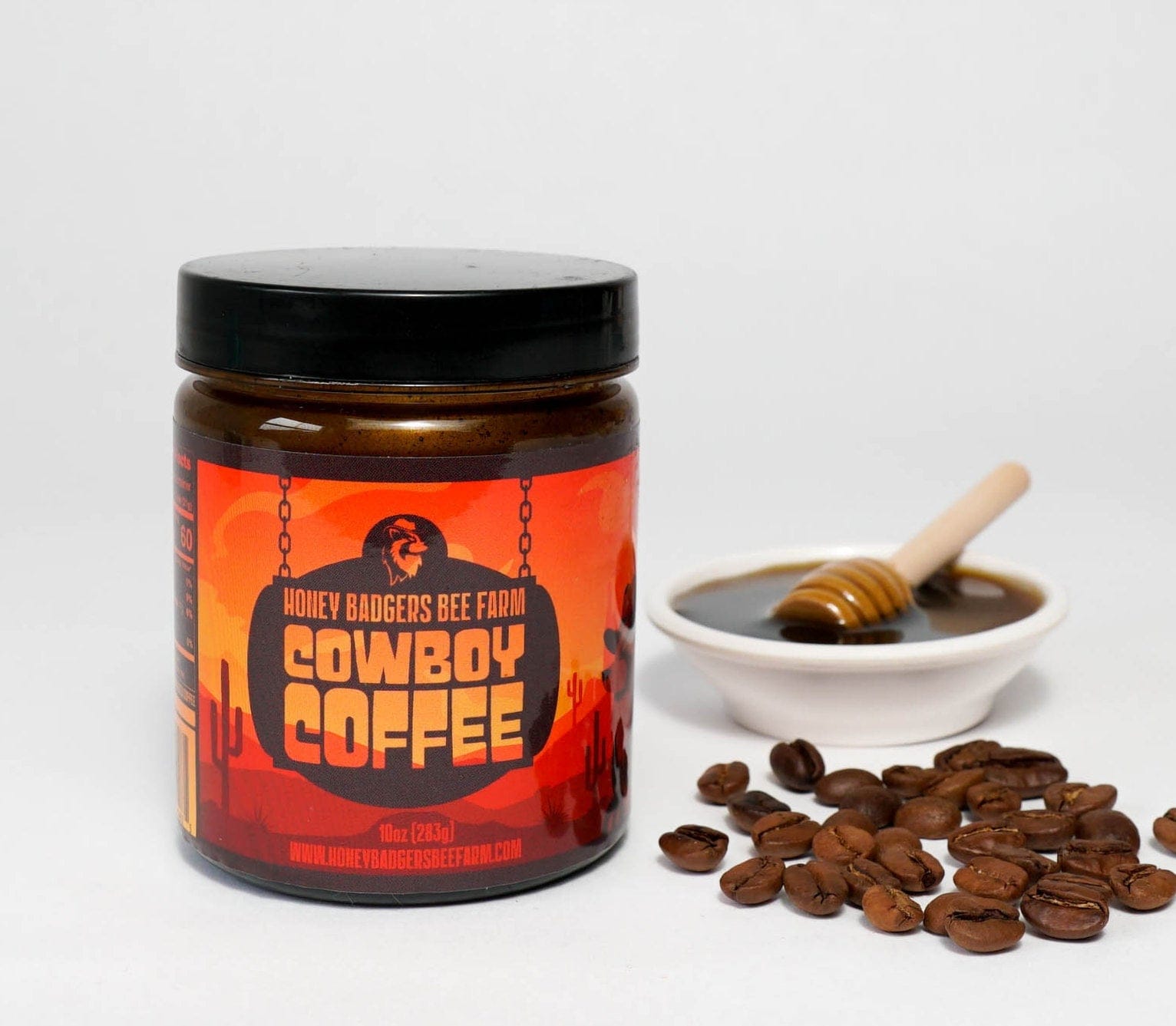 Honey Badgers Bee Farm All Natural Coffee Cowboy Coffee - Instant Honey Coffee - All-in-one - Just add to hot water