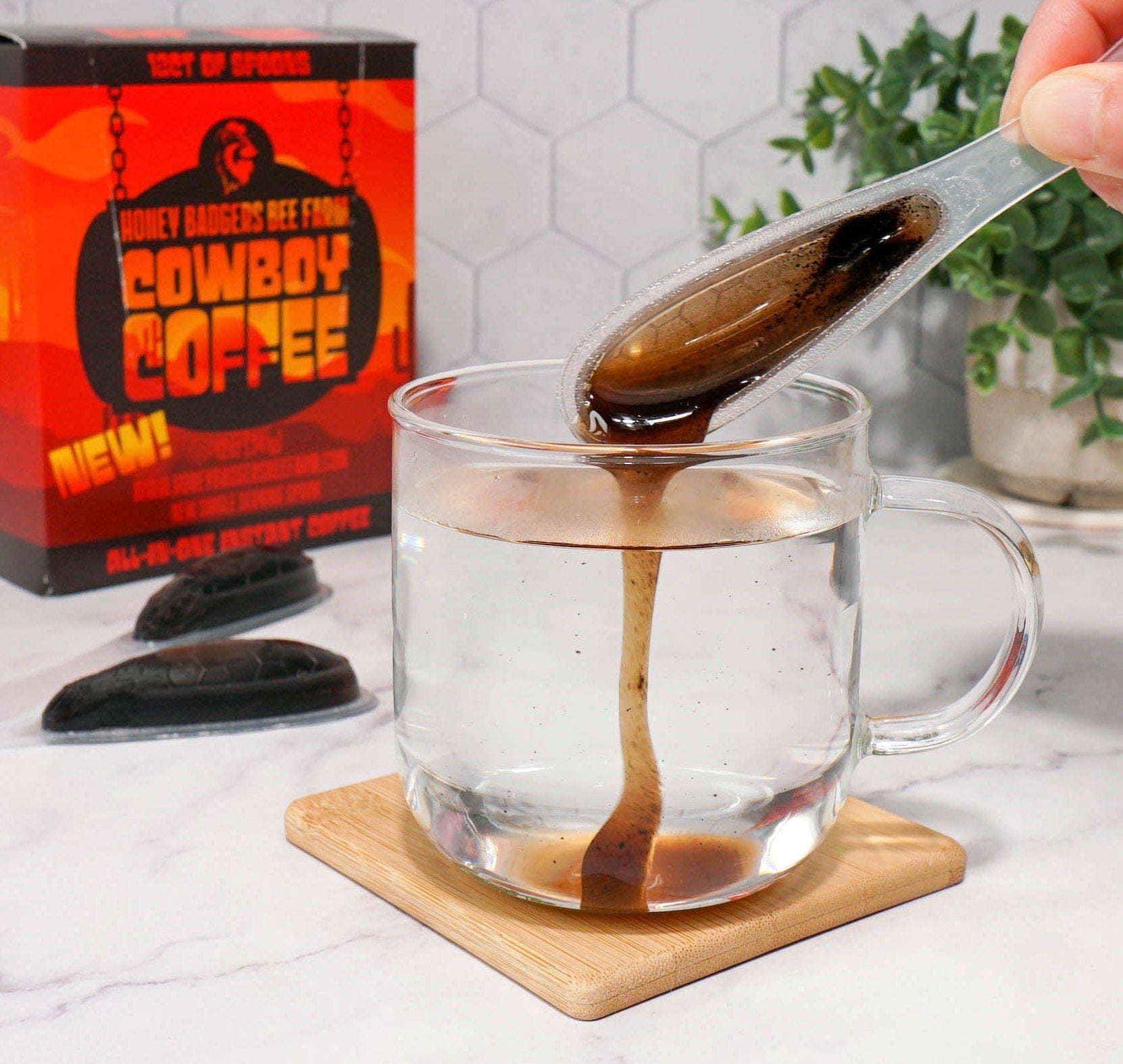 Honey Badgers Bee Farm Instant Coffee Badgers Honey Spoon /Cowboy Honey Coffee