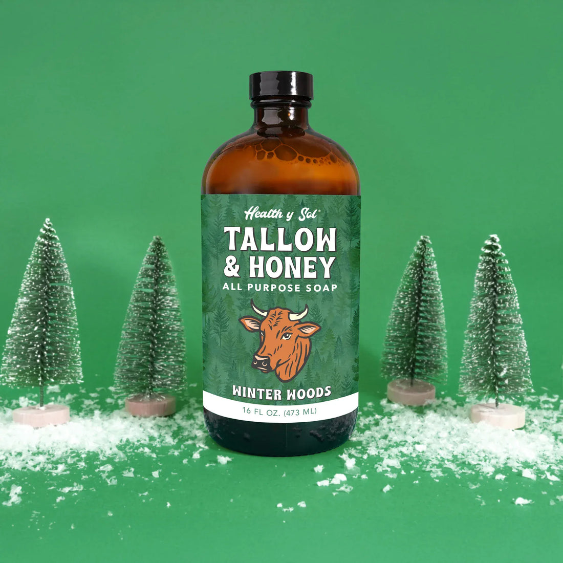 Health y Sol Body Wash Bottle Only Winter Woods Tallow &amp; Honey Liquid Soap – 16 oz