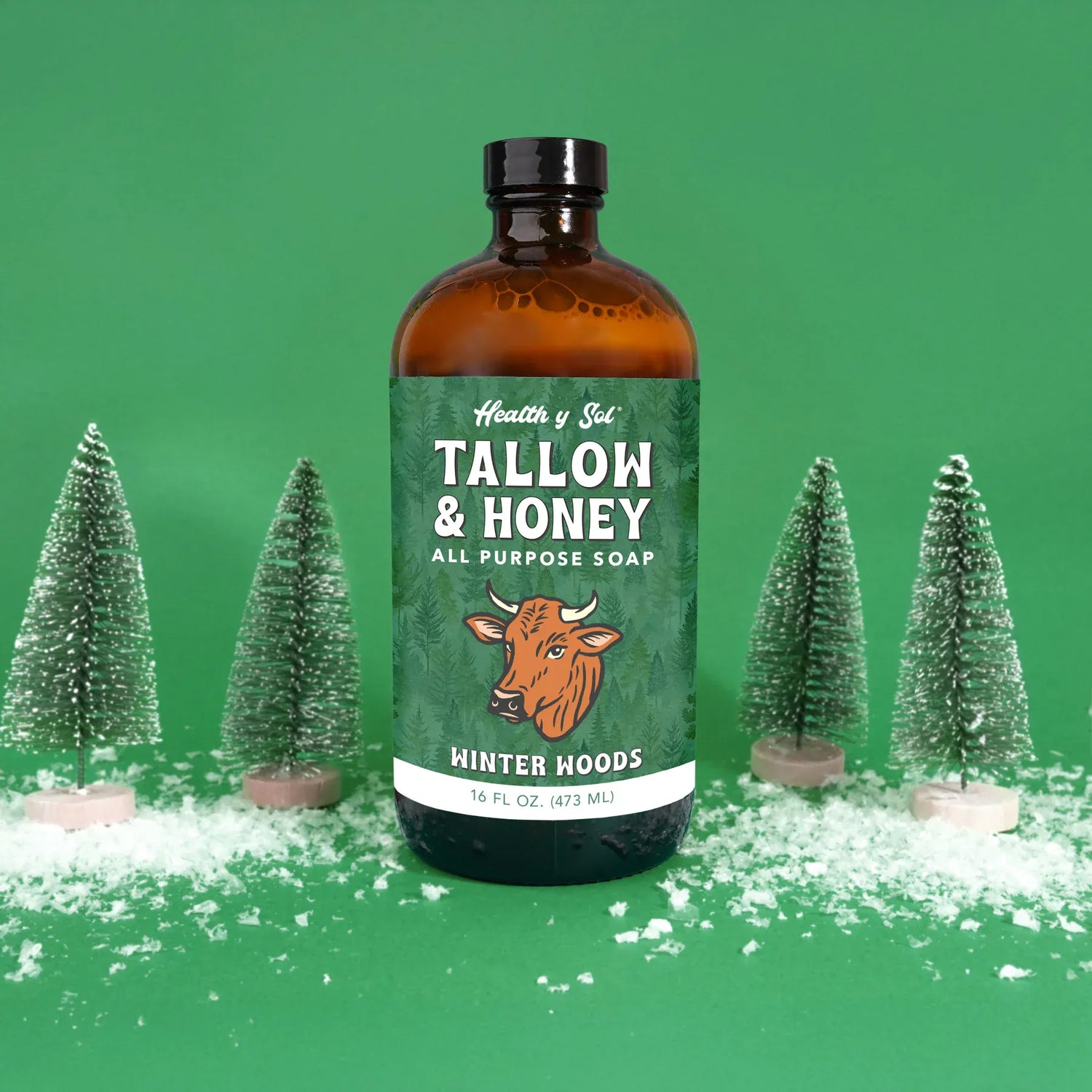 Health y Sol Body Wash Bottle Only Winter Woods Tallow &amp; Honey Liquid Soap – 16 oz