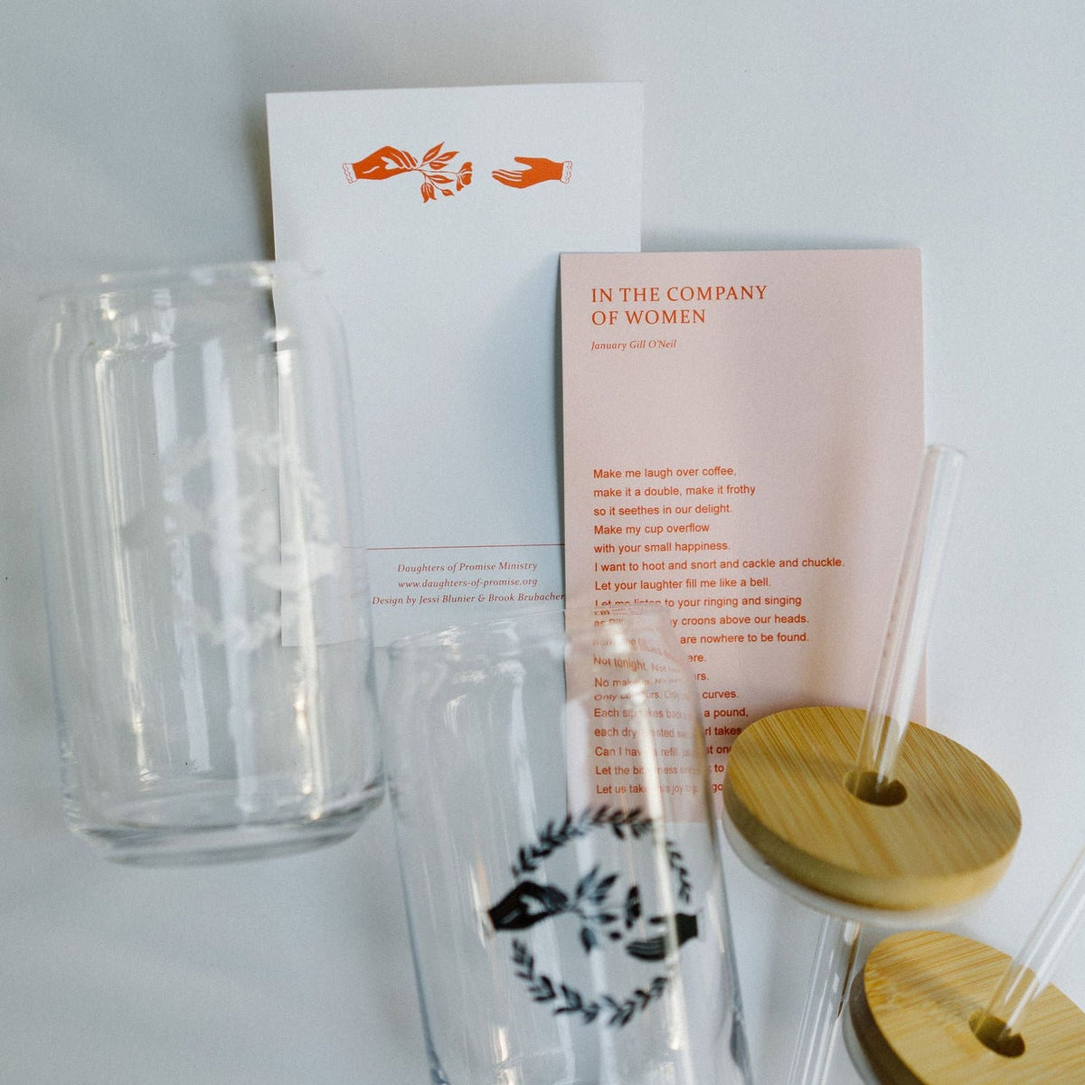 Company of Friends 16 oz. Glass Tumbler (with lid &amp; straw)