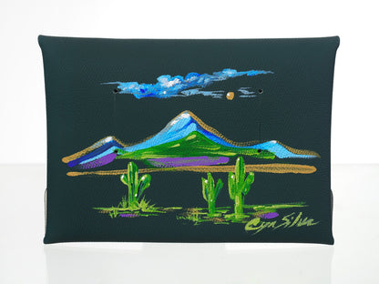 Hunter Green Epsom Pochette with Hand-Painted Art (Gold Heart)