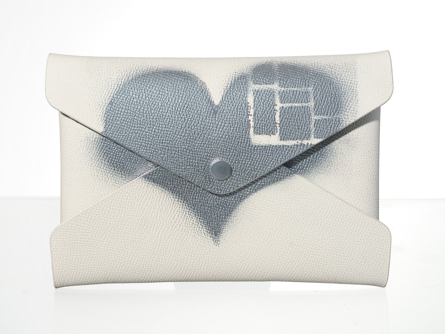 White Epsom Pochette with Hand-Painted Art